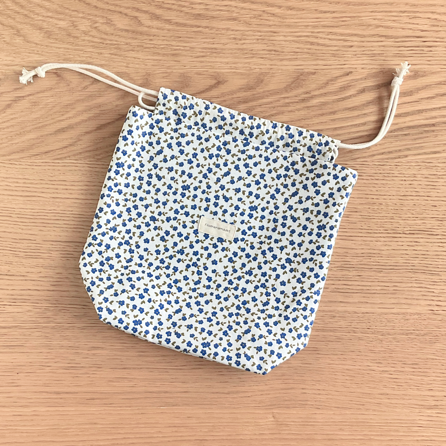 Project bag - blauwe bloemen - small