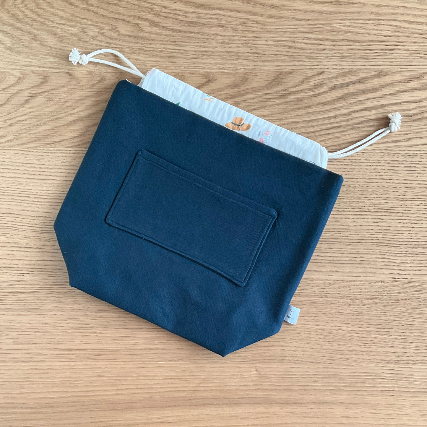 Geborduurde project bag - gele vogel - medium
