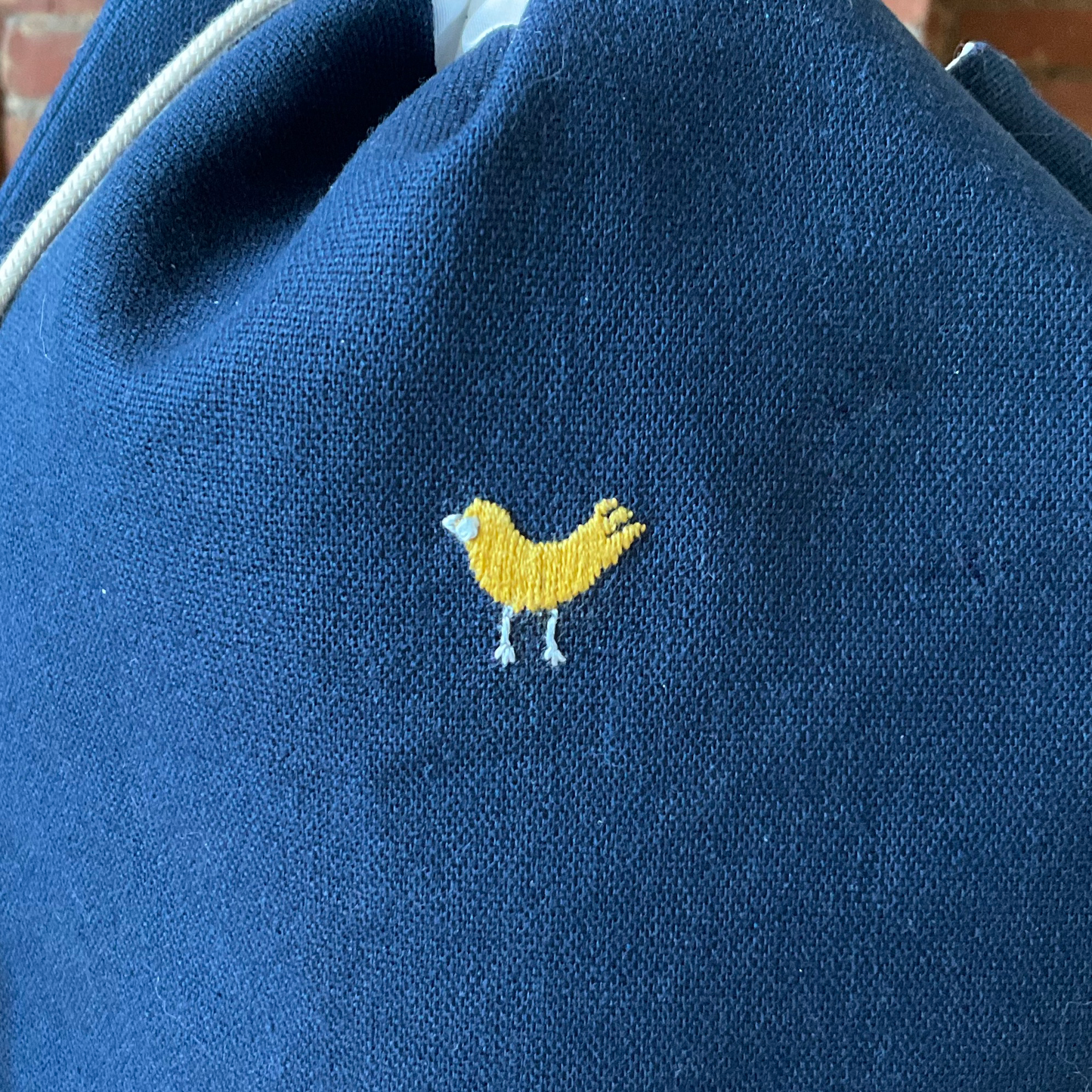 Geborduurde project bag - gele vogel - medium