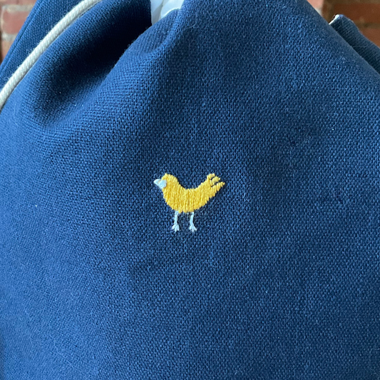 Geborduurde project bag - gele vogel - medium