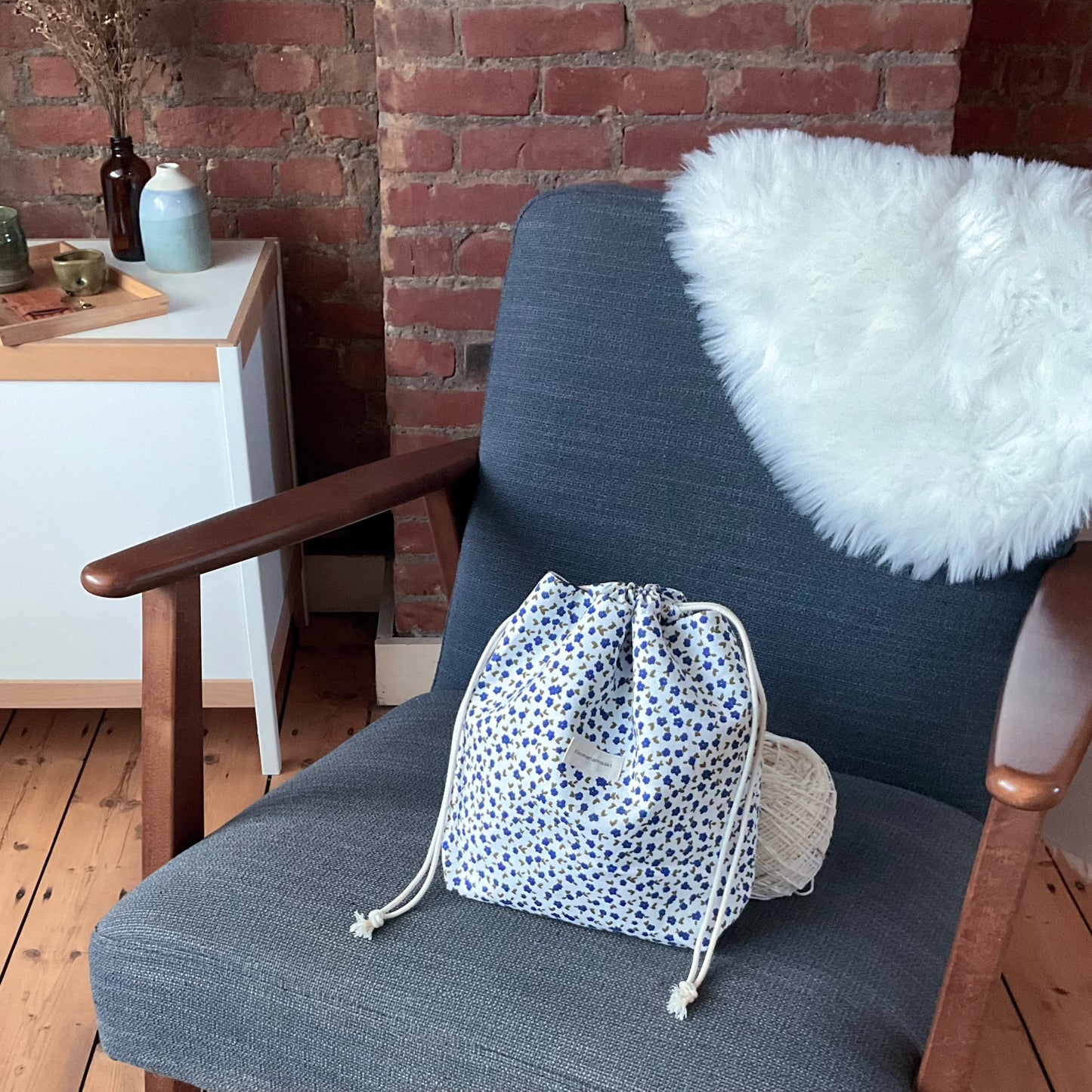 Project bag - blauwe bloemen - small